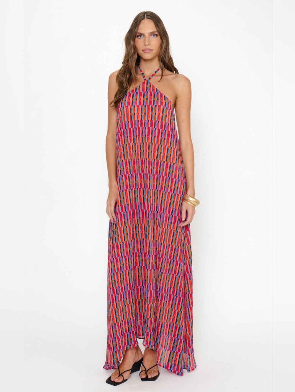 Show Me Your MuMu Claudia Cabo Crush Geo Maxi Dress L Summer Vacation Resortwear - Picture 3 of 10